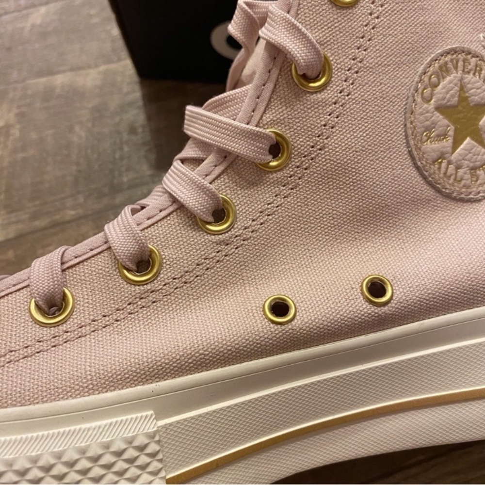 Converse Mauve Canvas High-Top Chuck Taylor Sneakers with Gold Accents - Picture 9 of 16